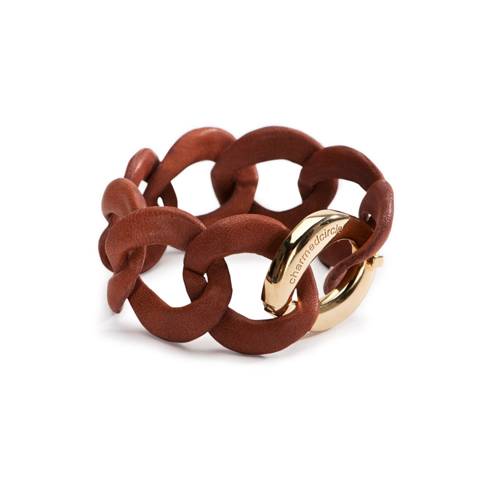 Curb Link Bracelet - Leather - Charmed Circle