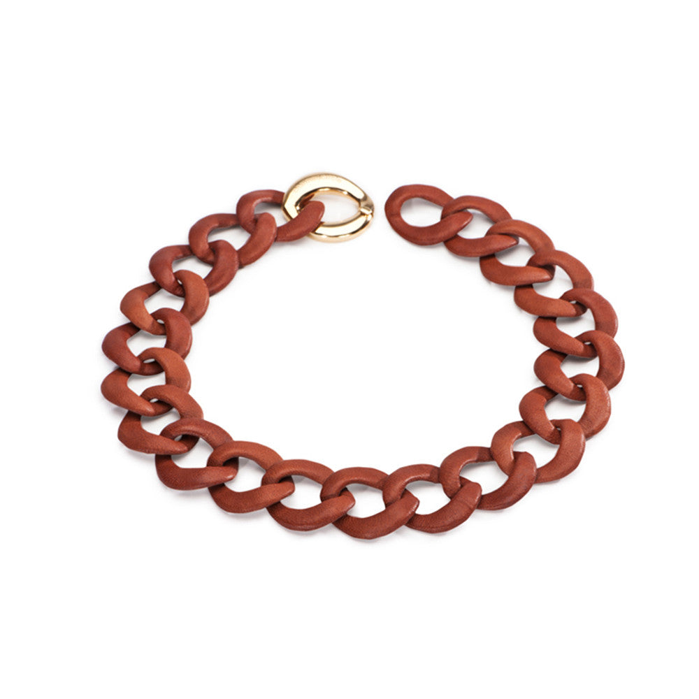 Curb Link Collar - Leather - Charmed Circle