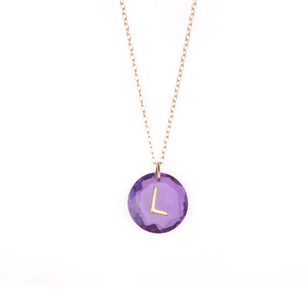 
            
                Load image into Gallery viewer, Like Letter Necklace Purple Amethyst - Charmed Circle
            
        